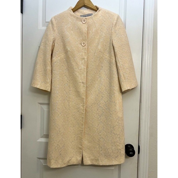 Sabrina Scala Lace Brocade Overlay Dress Coat XS Pink 60’s Style Coquette - Picture 4 of 11